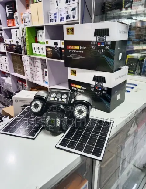 V380Pro Tripple Lens Smart Solar CCTV Camera With Two Panels