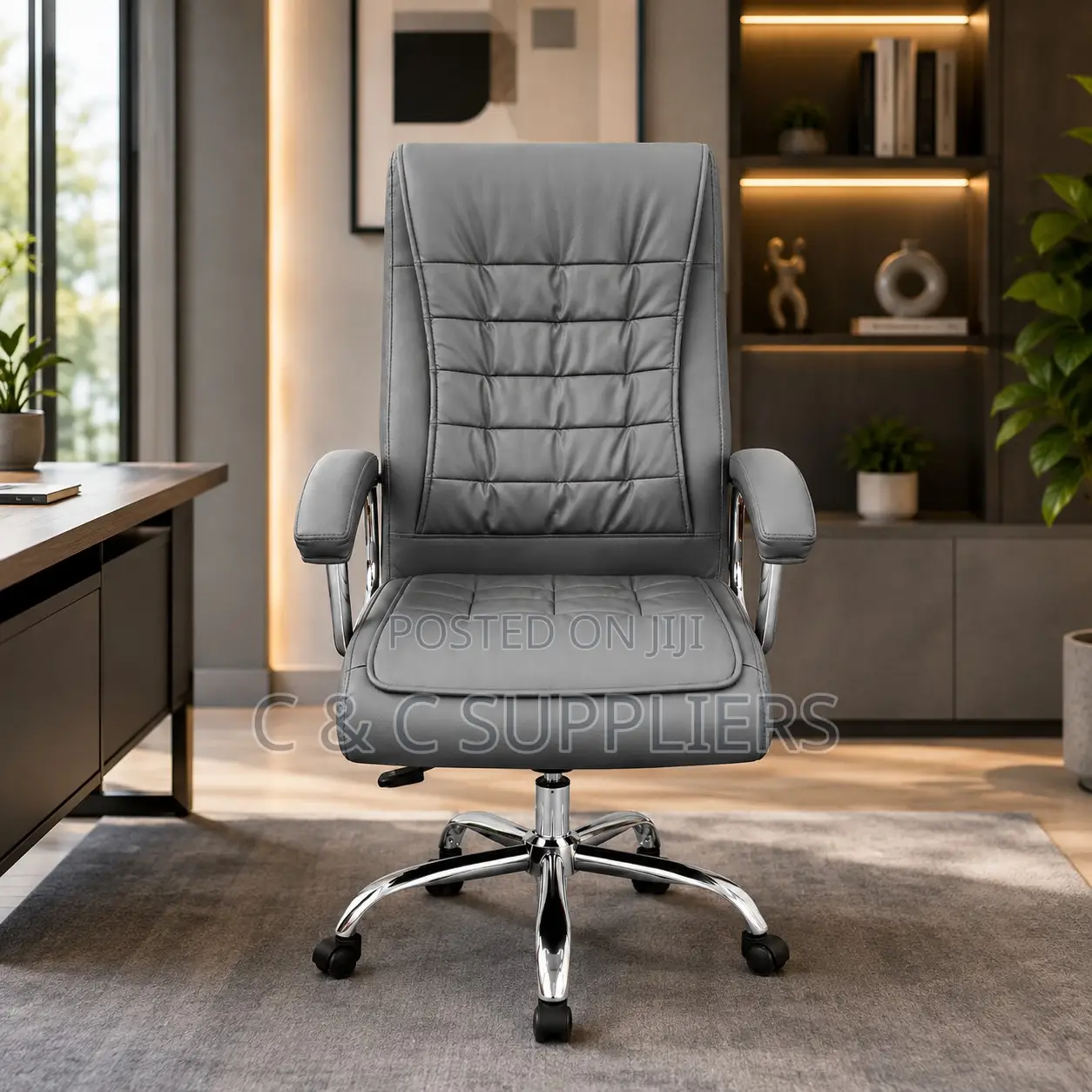 Executive Leather Gray Study Chair.