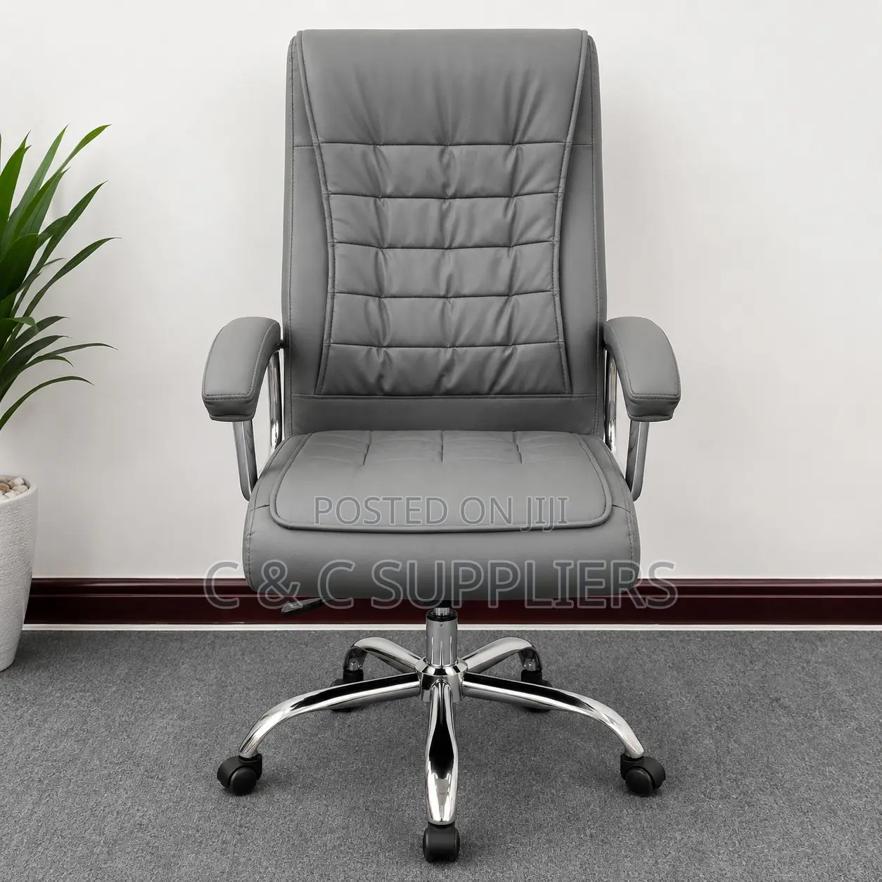 Executive Leather Gray Study Chair.