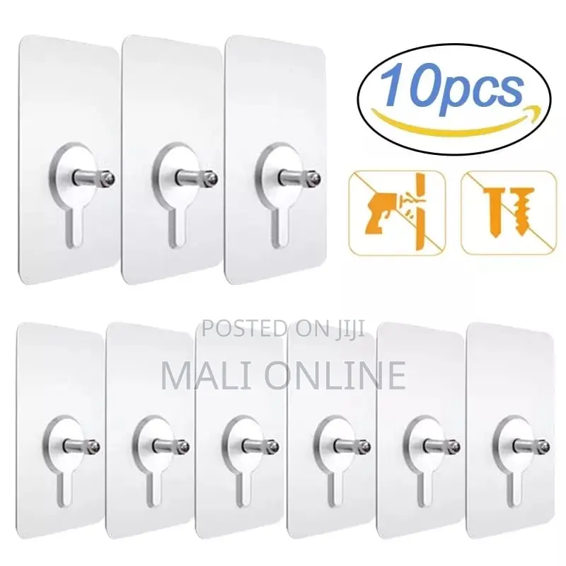 10PCS Adhesive Screw Hooks Punch-Free Wall Mount Hanging Nails