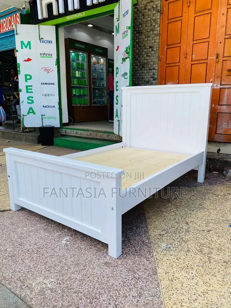 5x6 Elegant White Wooden Bed Frame: Free Delivery