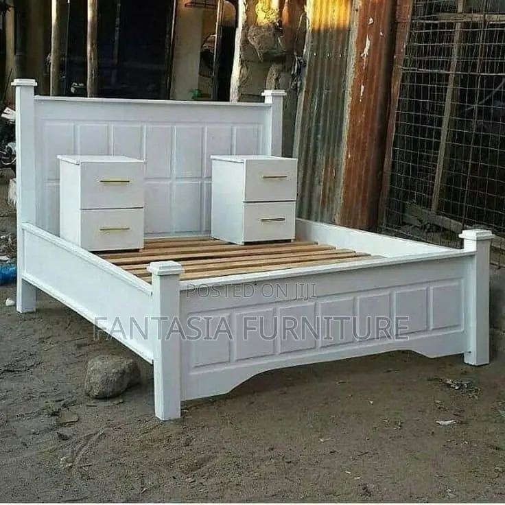 5x6 White Bed With Sideboxes: Pay on Delvery