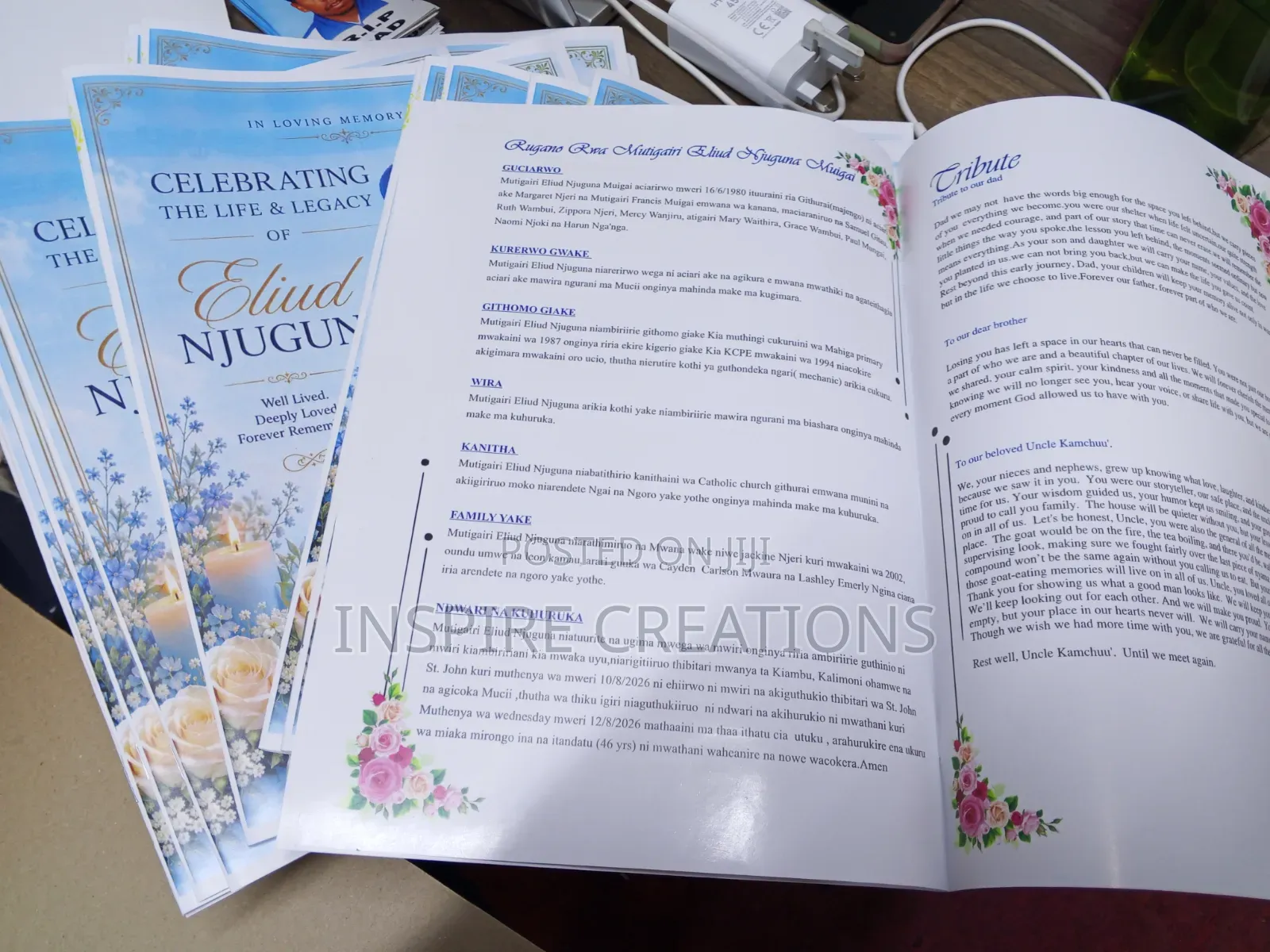 A4 8pages Eulogies Printing in Nairobi Quality Assured;;