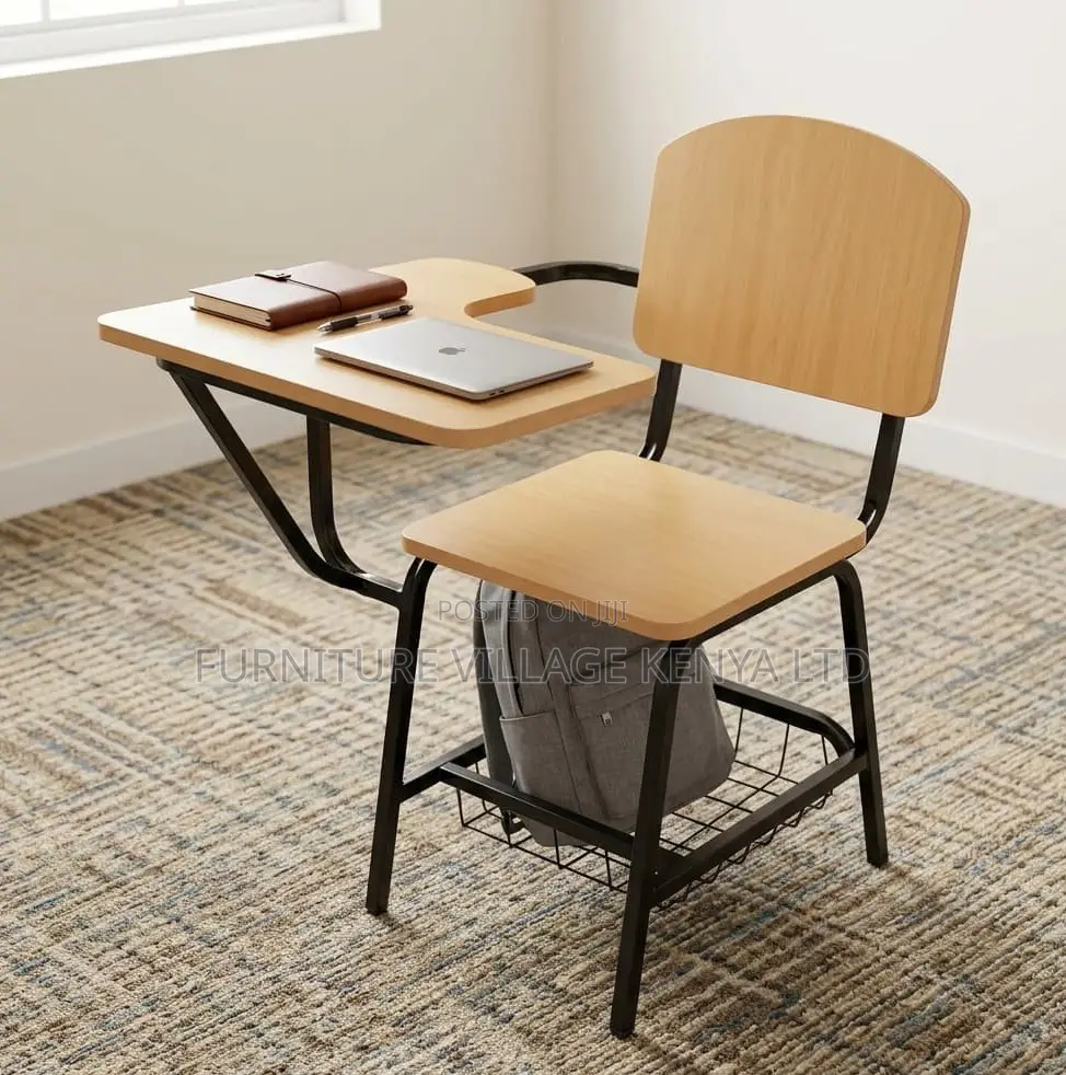 Study Chair; Wooden Study Chair With a Writing Pad for School