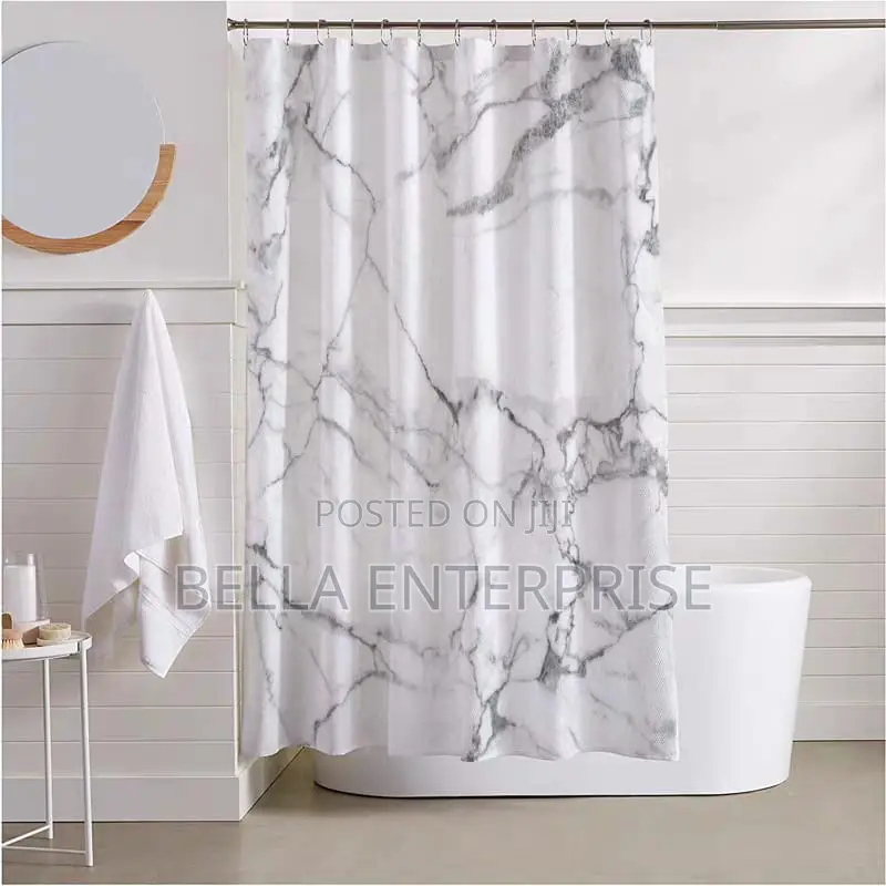 4pcs Bathroom Set – Matching Shower Curtain, Rugs, and Toilet Cover