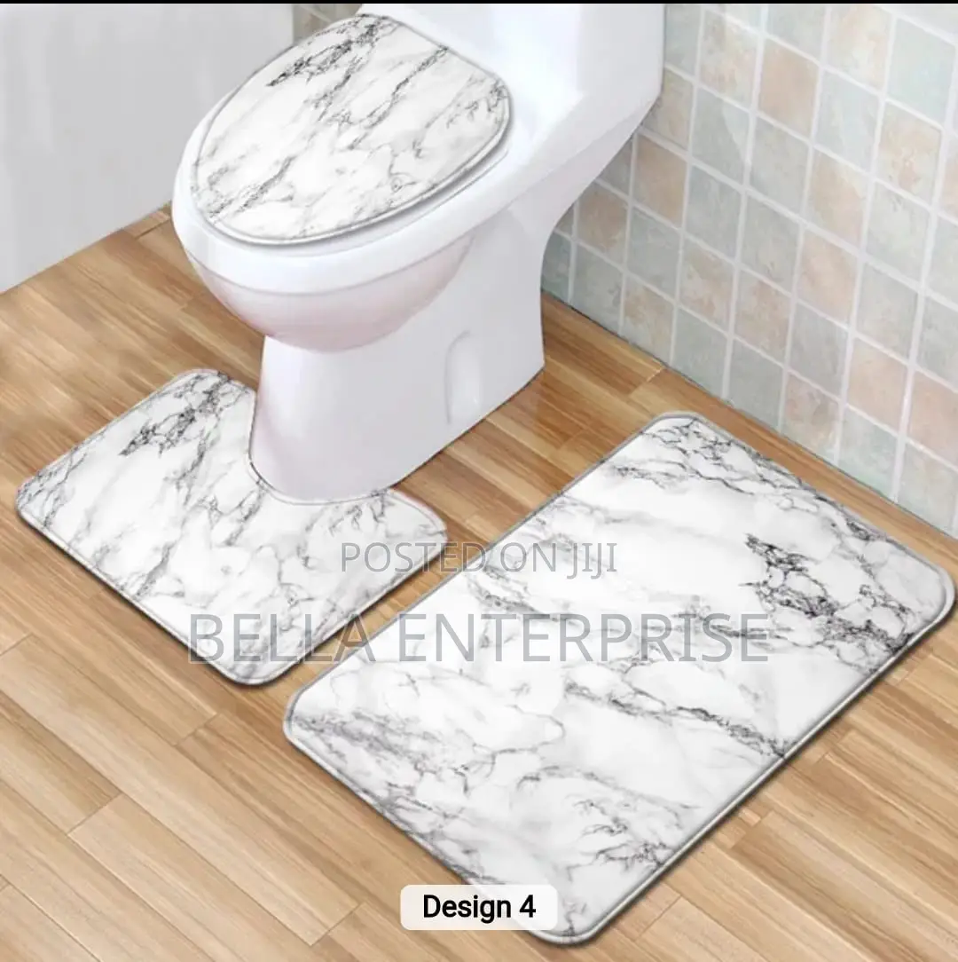 4pcs Bathroom Set – Matching Shower Curtain, Rugs, and Toilet Cover