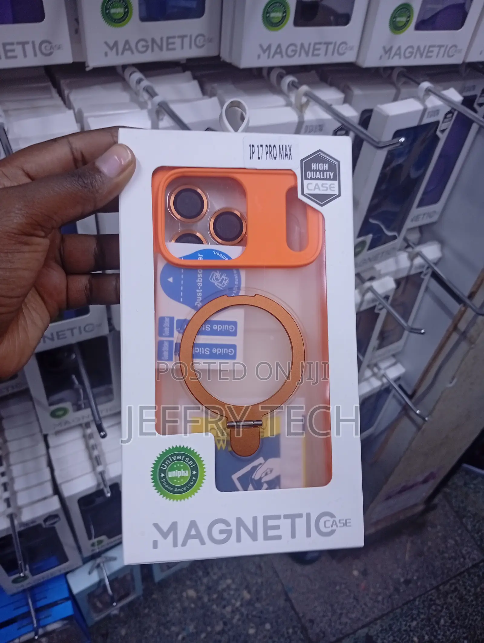 Orange Magnetic Phone Case for the iPhone 17 Pro Max a Stand