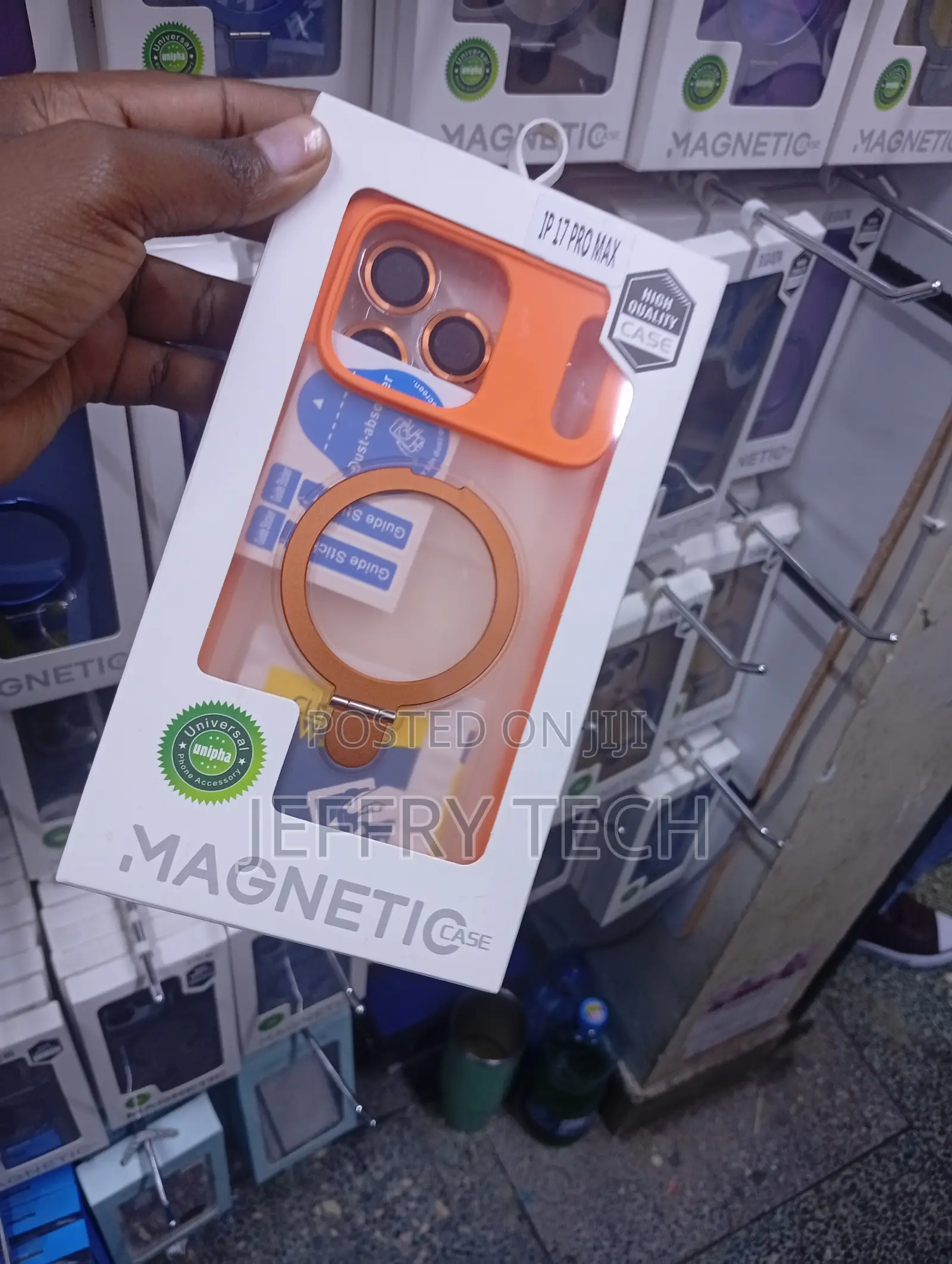 Orange Magnetic Phone Case for the iPhone 17 Pro Max a Stand
