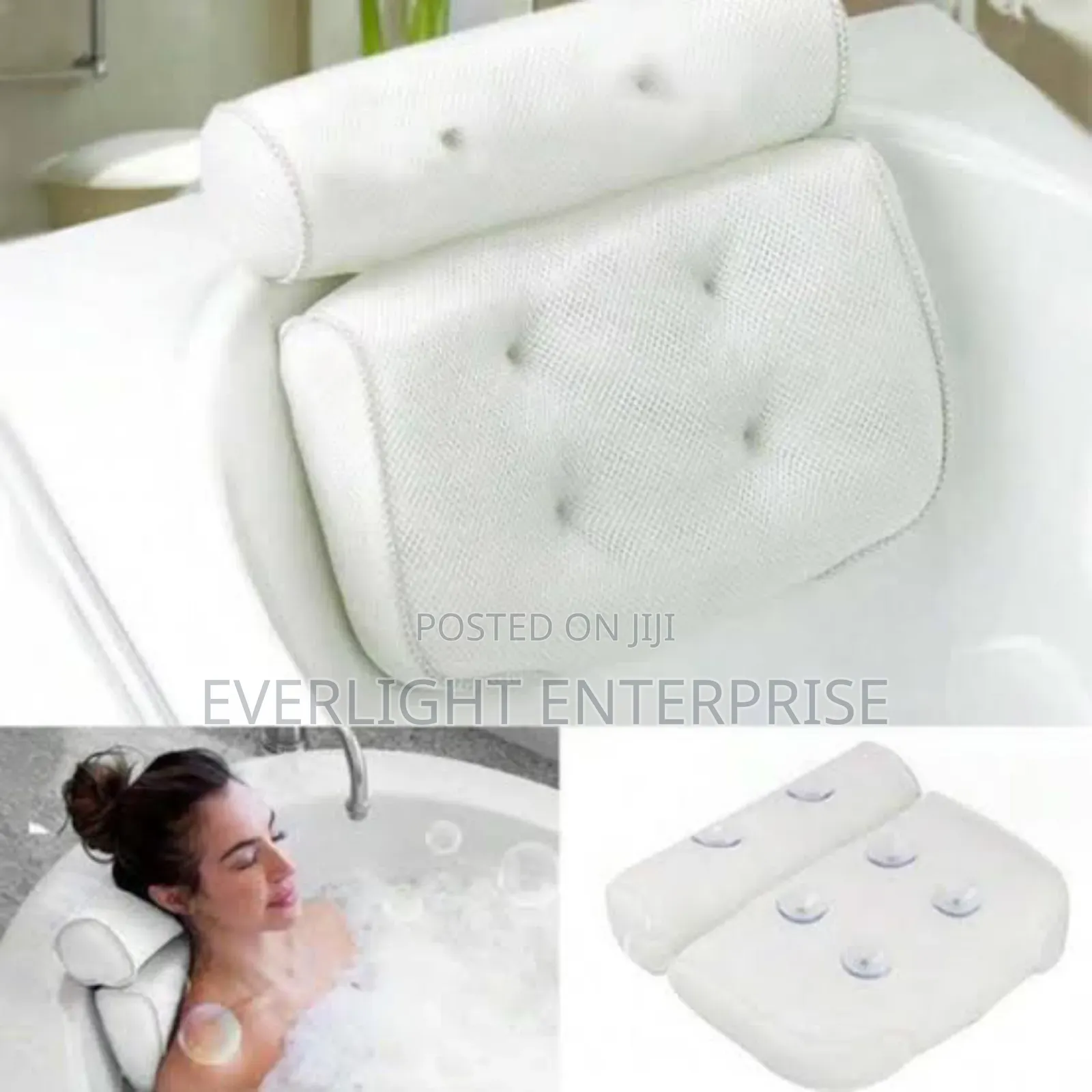 *Bath Tub Bath Pillow Size 37x35x10cm 6 Silicone Suction Cups