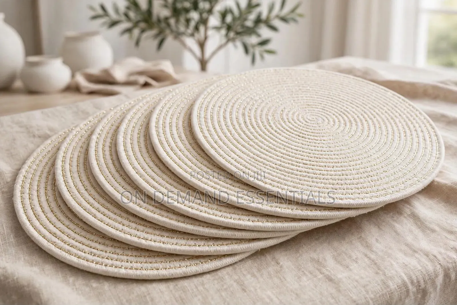 Spiral Woven Mats — With Subtle Silver Shimmer Price : 6pc