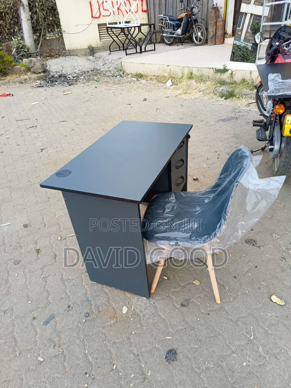 Black Eames Chair and Office Table