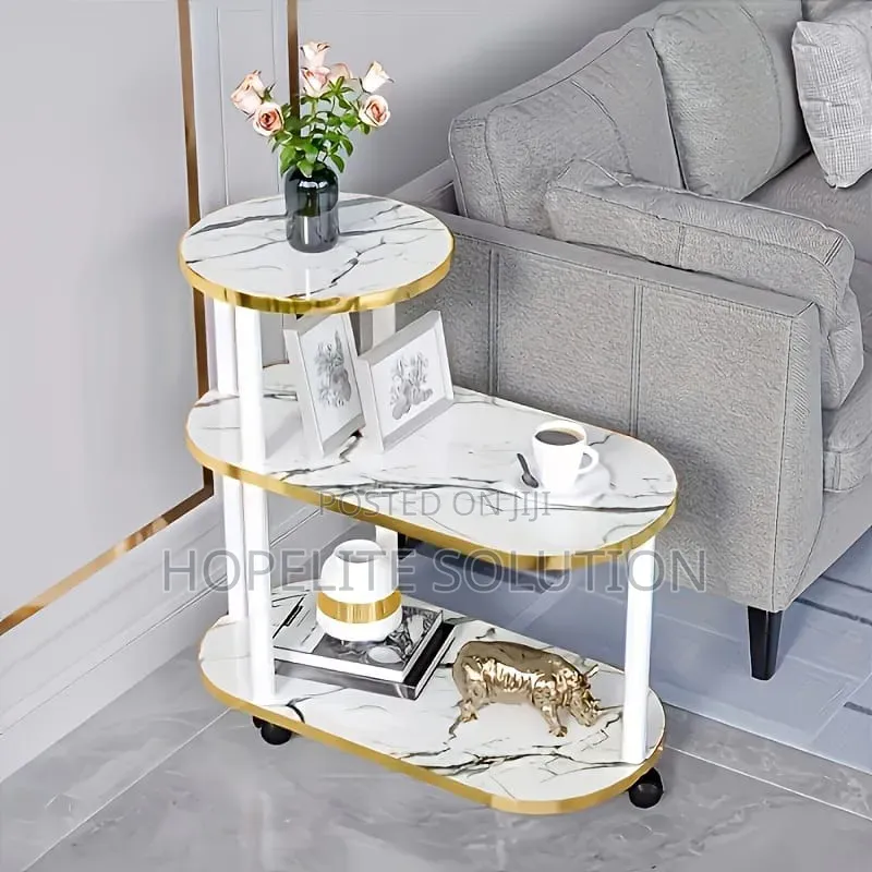 60x30x67cm 3 Layer 2 Oval Round Top Trolley Rack Table