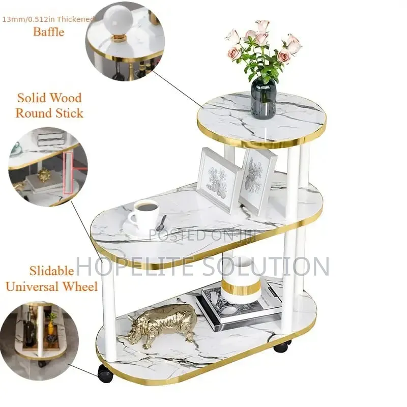 60x30x67cm 3 Layer 2 Oval Round Top Trolley Rack Table