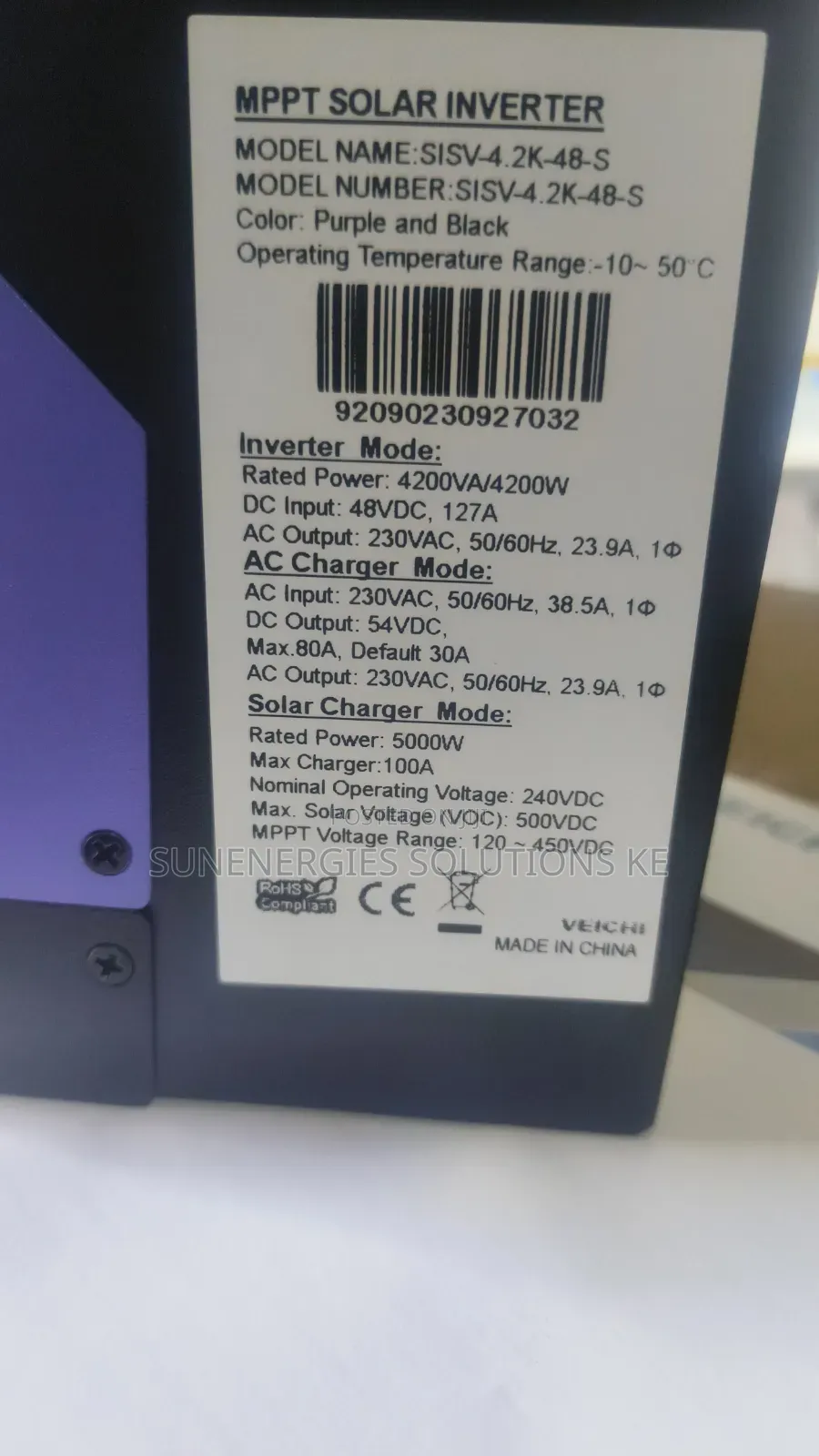 4200kw 48v 127A Veichi MPPT Solar Inverter