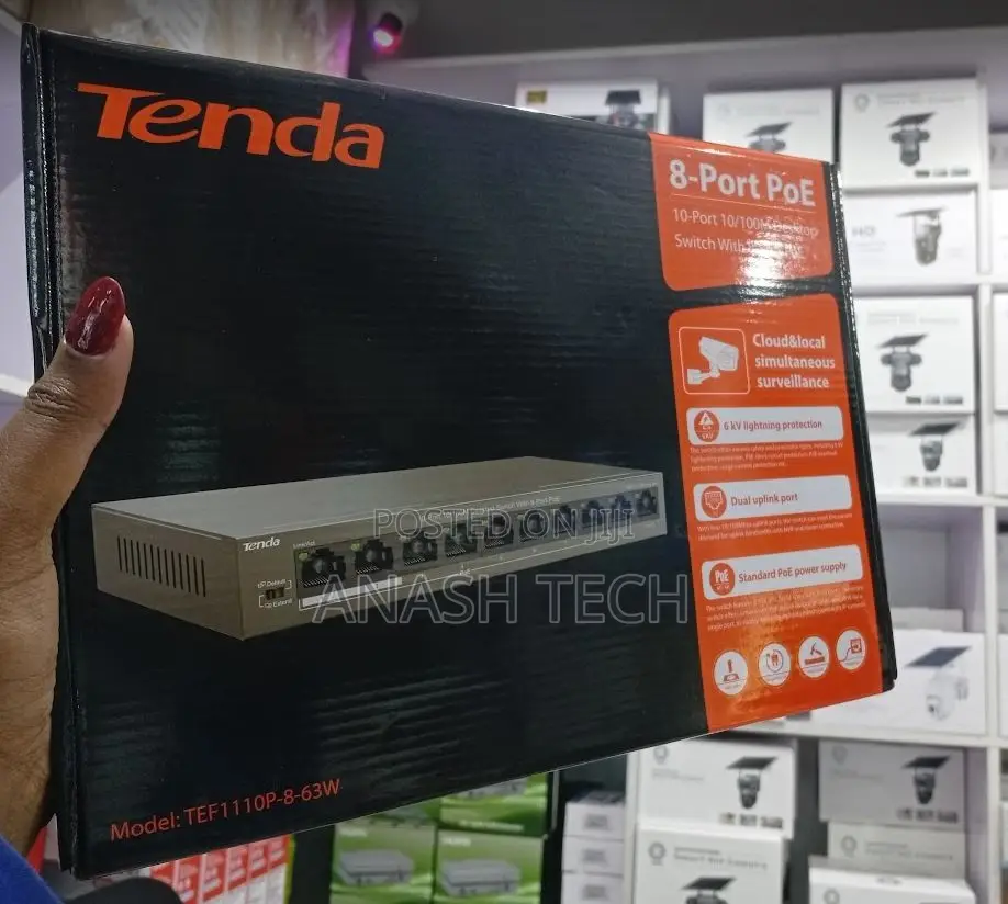 Pro Edition Tenda 8-Port PoE Switch – IP Camera Network Switch