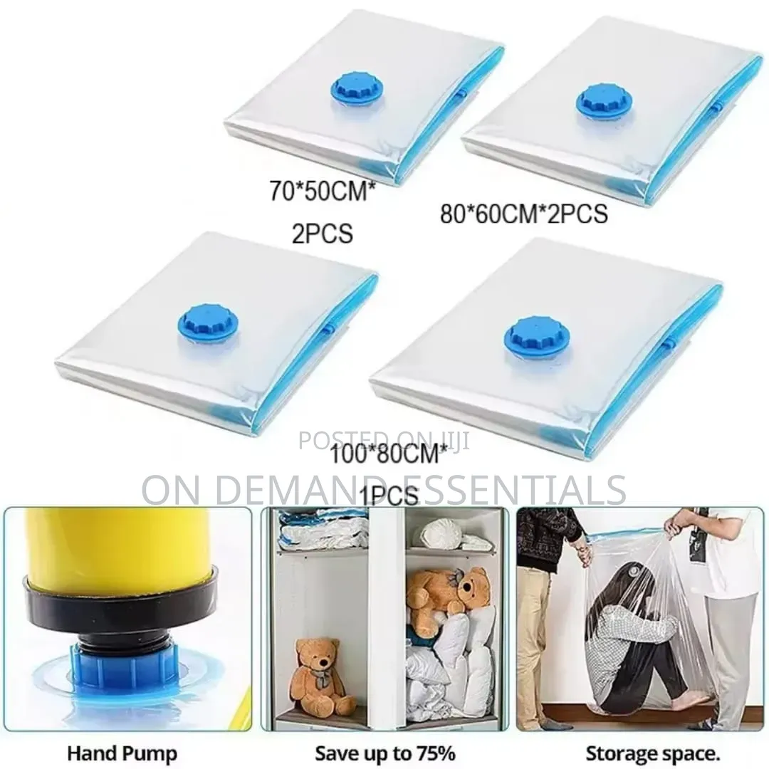 5Pcs Compression Vacuum Storage Bags With a Manual Pump
