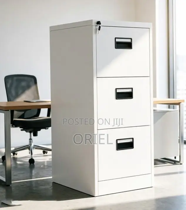 Office Cabinet : Vertical Metallic 3-Drawer Storage Cabinet