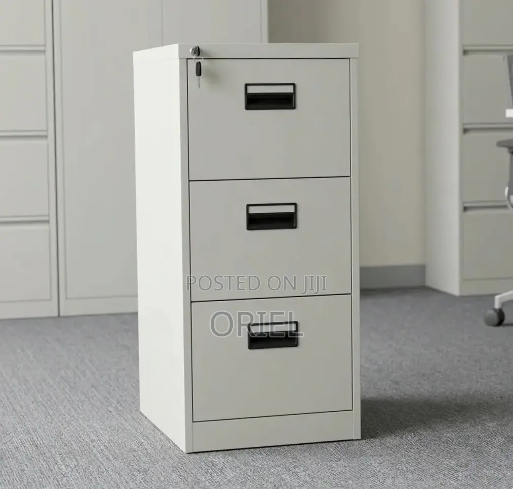 Office Cabinet : Vertical Metallic 3-Drawer Storage Cabinet