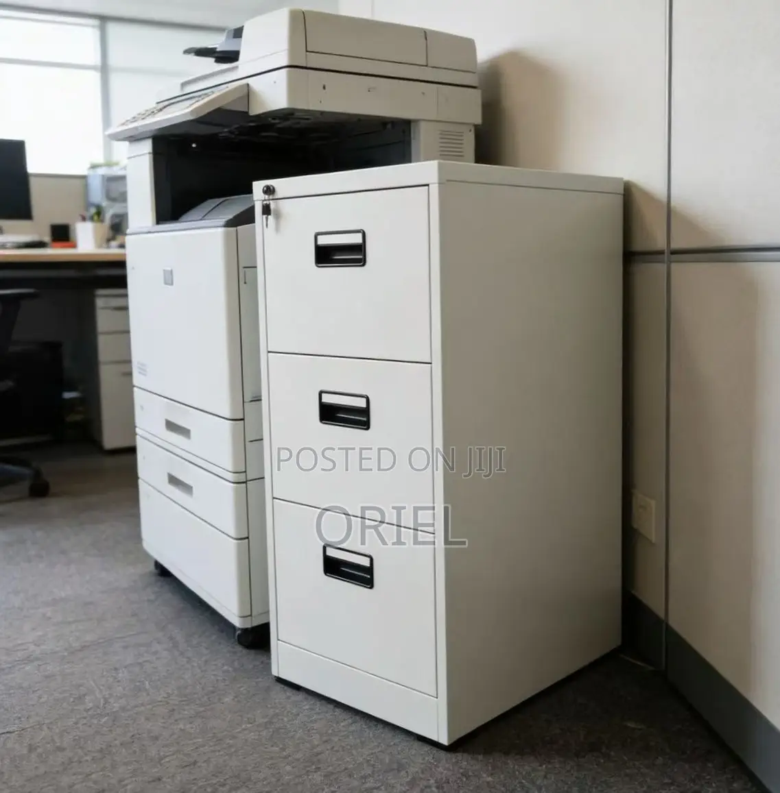 Office Cabinet : Vertical Metallic 3-Drawer Storage Cabinet