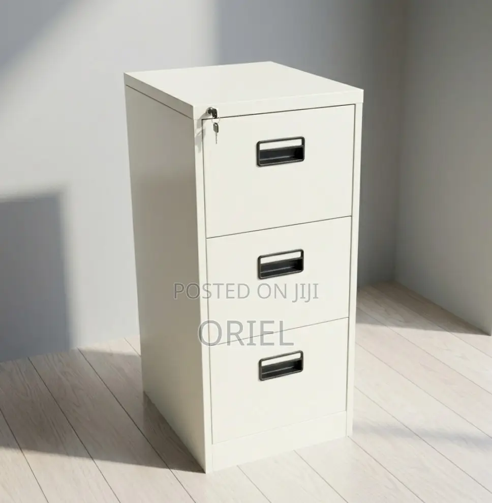 Office Cabinet : Vertical Metallic 3-Drawer Storage Cabinet