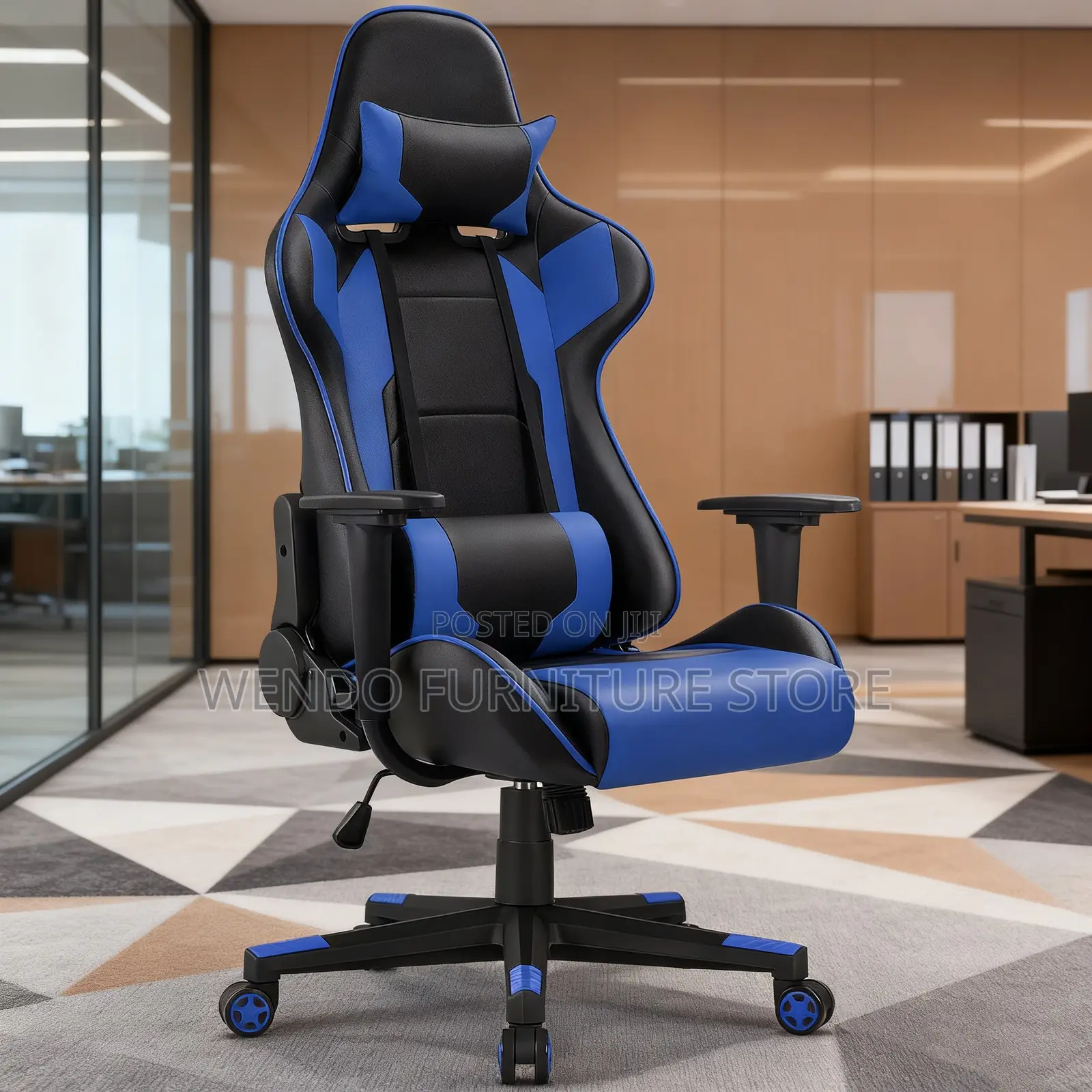 Office Chair; Blue Stylish Leather Gaming Flexxi Chair