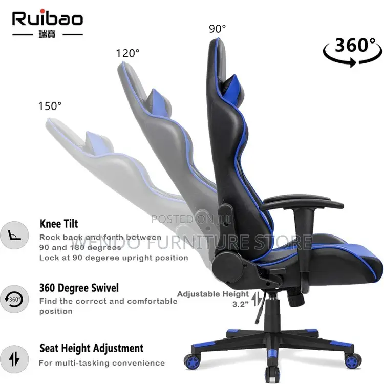 Office Chair; Blue Stylish Leather Gaming Flexxi Chair