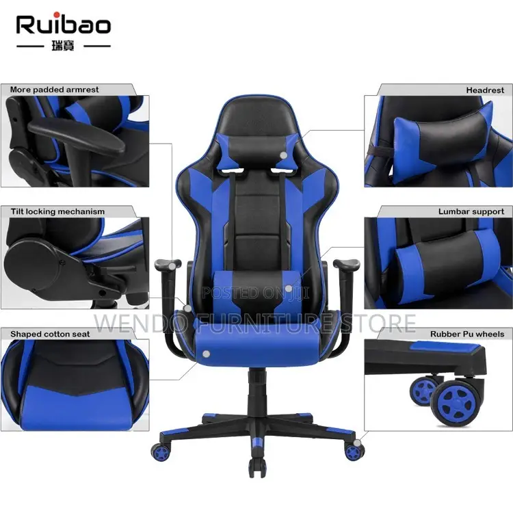 Office Chair; Blue Stylish Leather Gaming Flexxi Chair