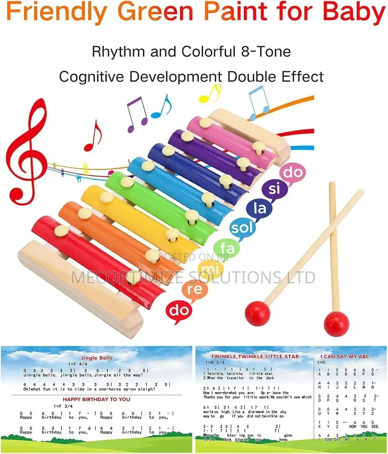 Montessori Wooden 8-Tone Xylophone Musical Instrument Toy for Kids