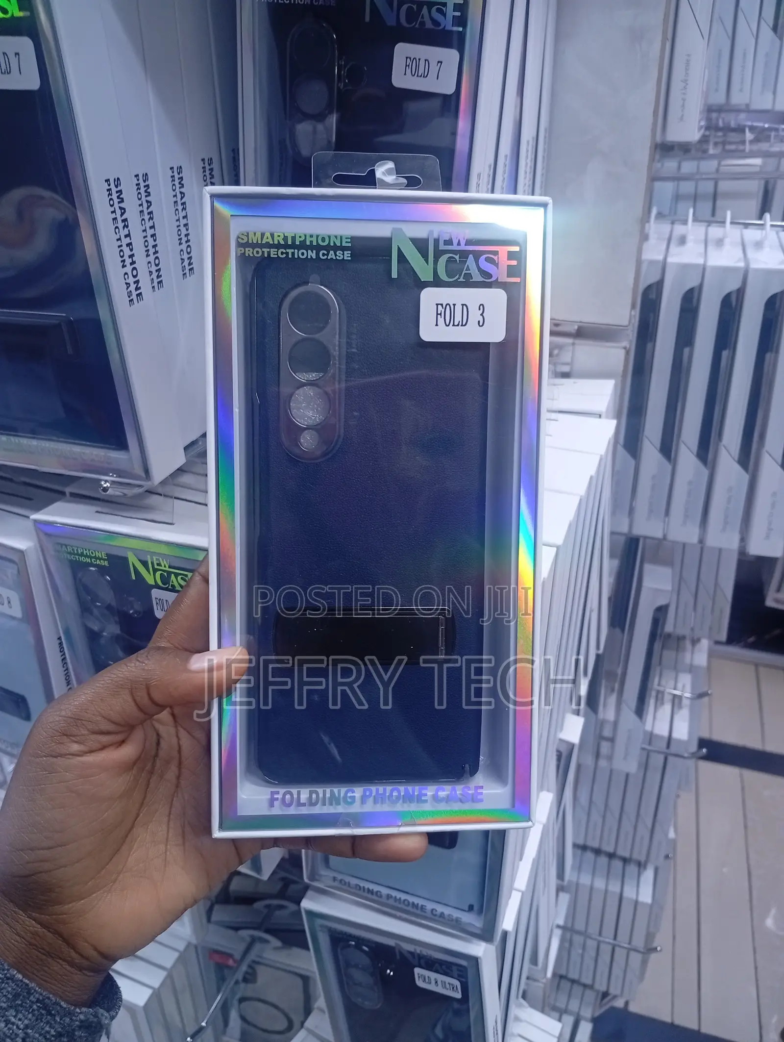 Blue Newcase Leather Case With a for the Samsung Galaxy Z Fold 3.