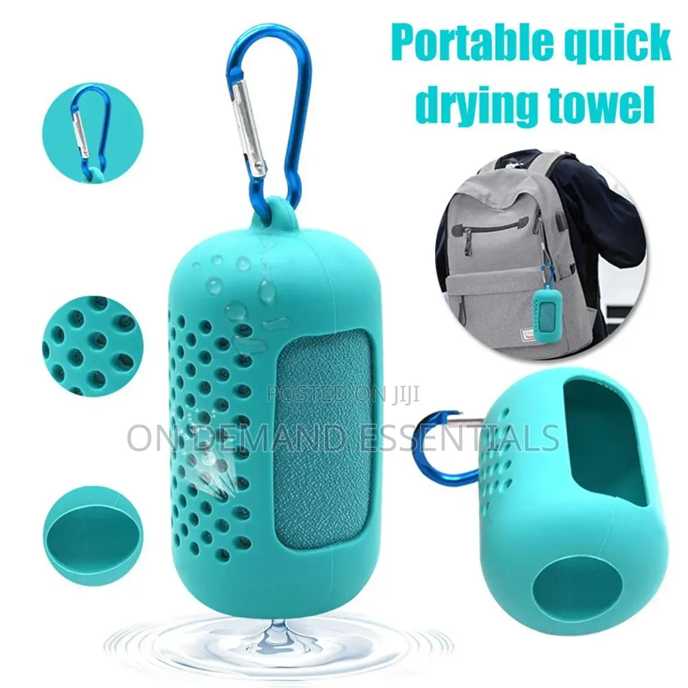 Portable Sports Quick Dry Cool Towel in Silicone Pocket