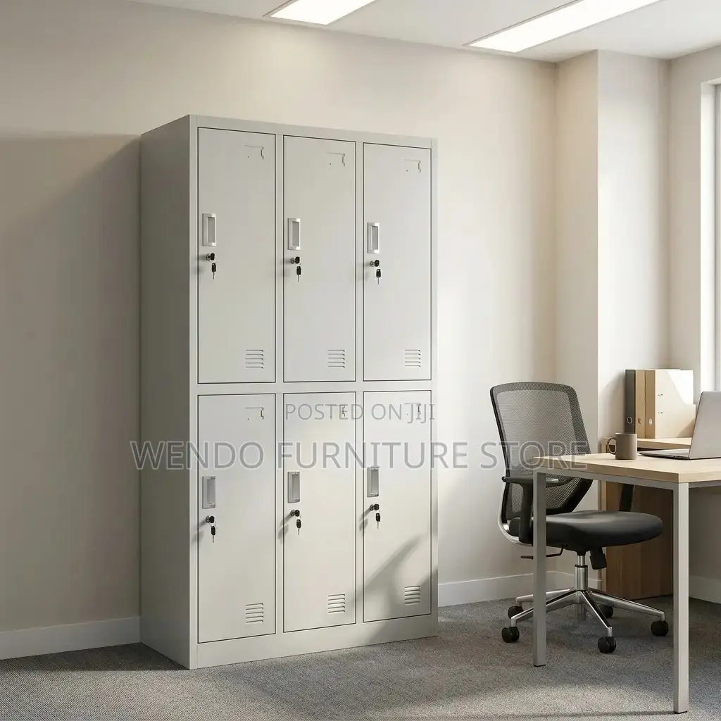 Office Cabinet; Six Lockers Steel Lockable Office File Roll Cabinet