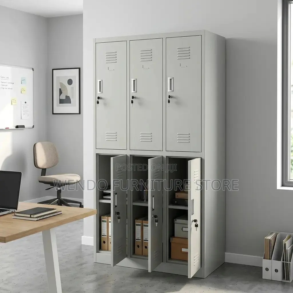 Office Cabinet; Six Lockers Steel Lockable Office File Roll Cabinet