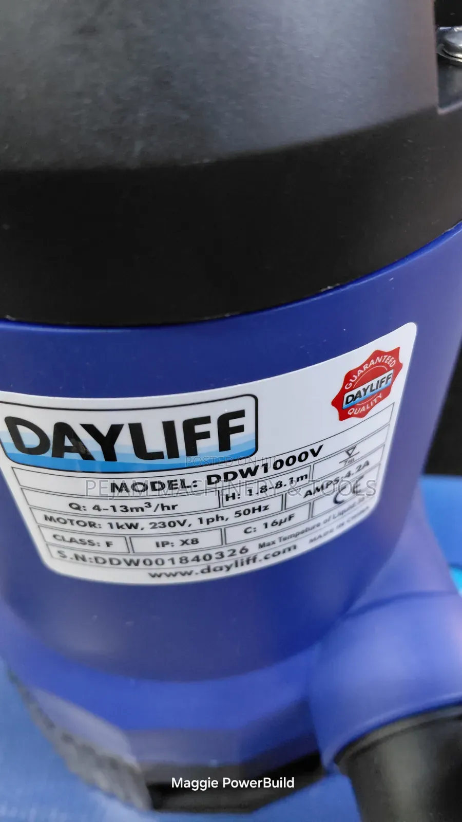 Dayliff DDW1000V 1kW Submersible Centrifugal Drainage/Sewage Pump