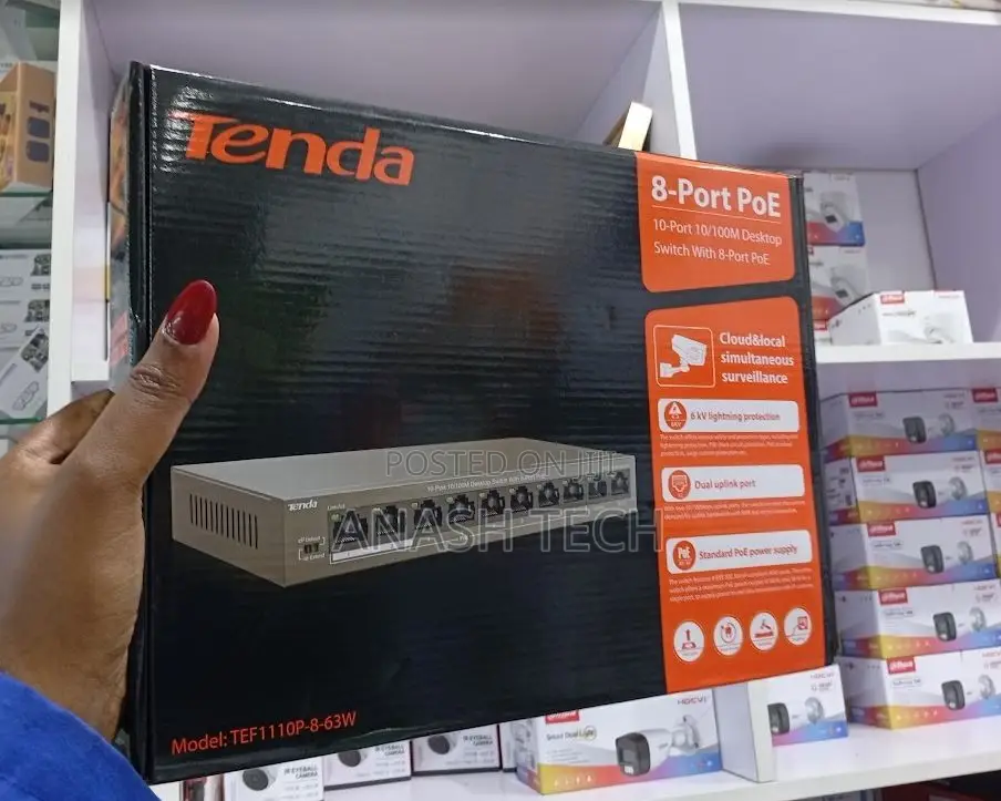 PowerLink Tenda 8-Port PoE Switch – Easy IP Camera Installation