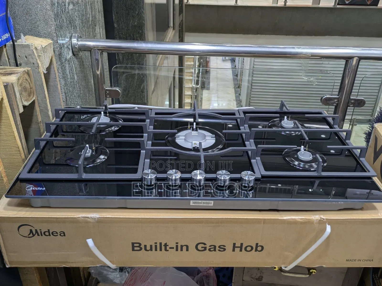 Midea 90CM SS Gas Hob MG90GQ095AL1B-BS – 5 Burner Built-in Gas Cooker