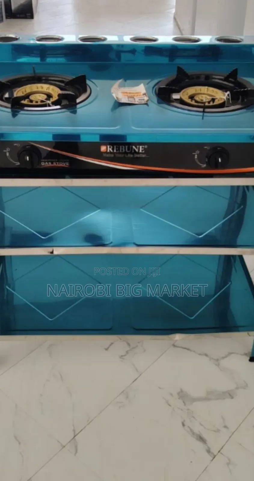 Heavy Duty Rebune Double Burner Cooker Standing Stove With Shelves