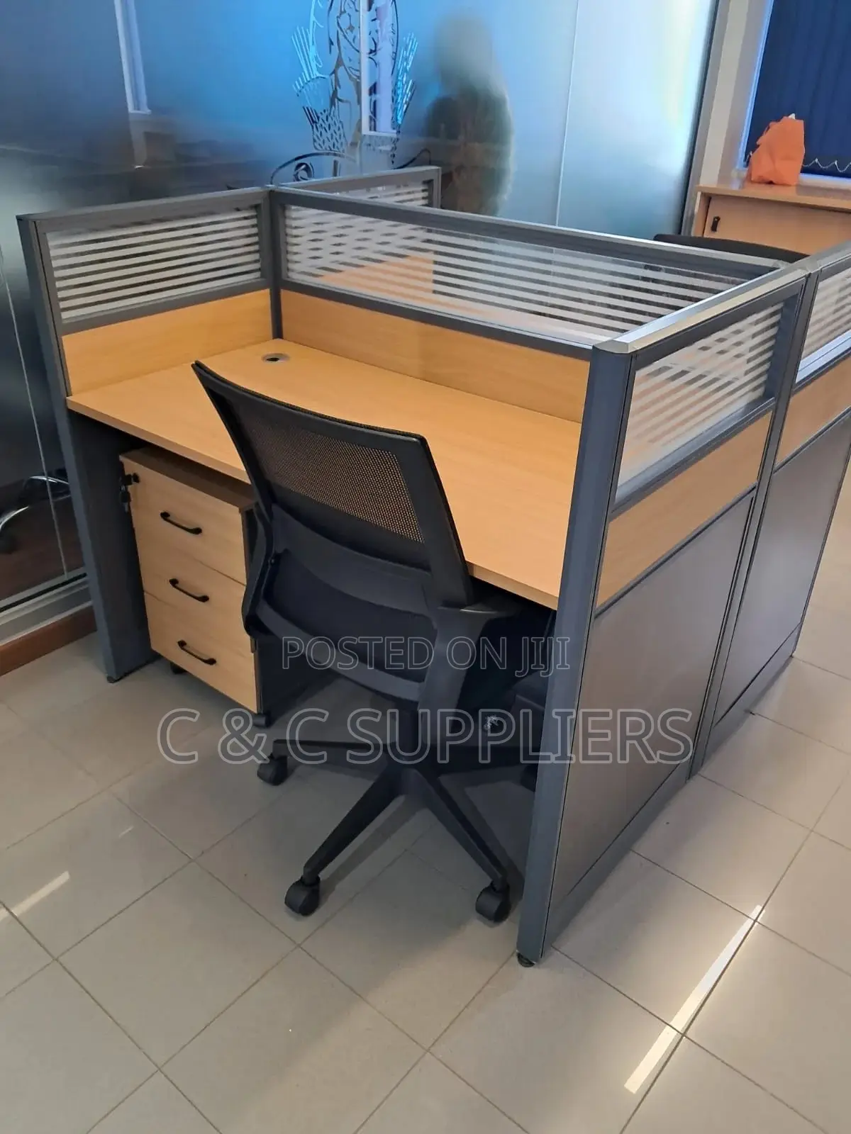 2-Way Brown Partition Workstation.