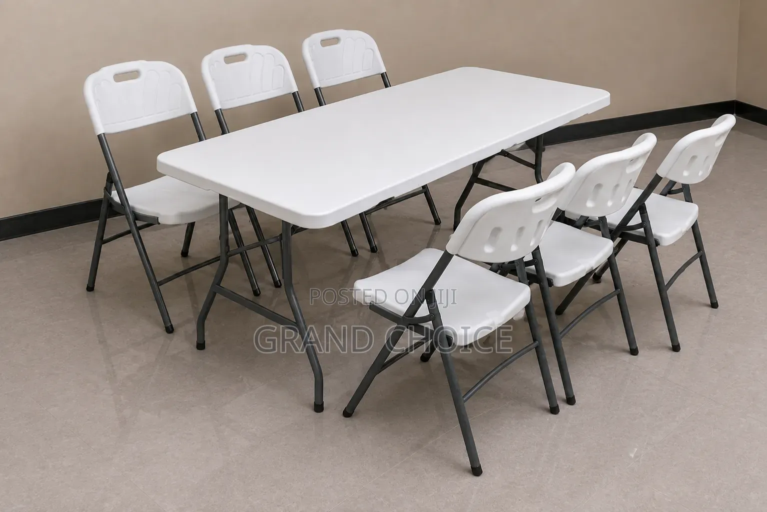 6 Seater Folding Dining Table Chairs Set