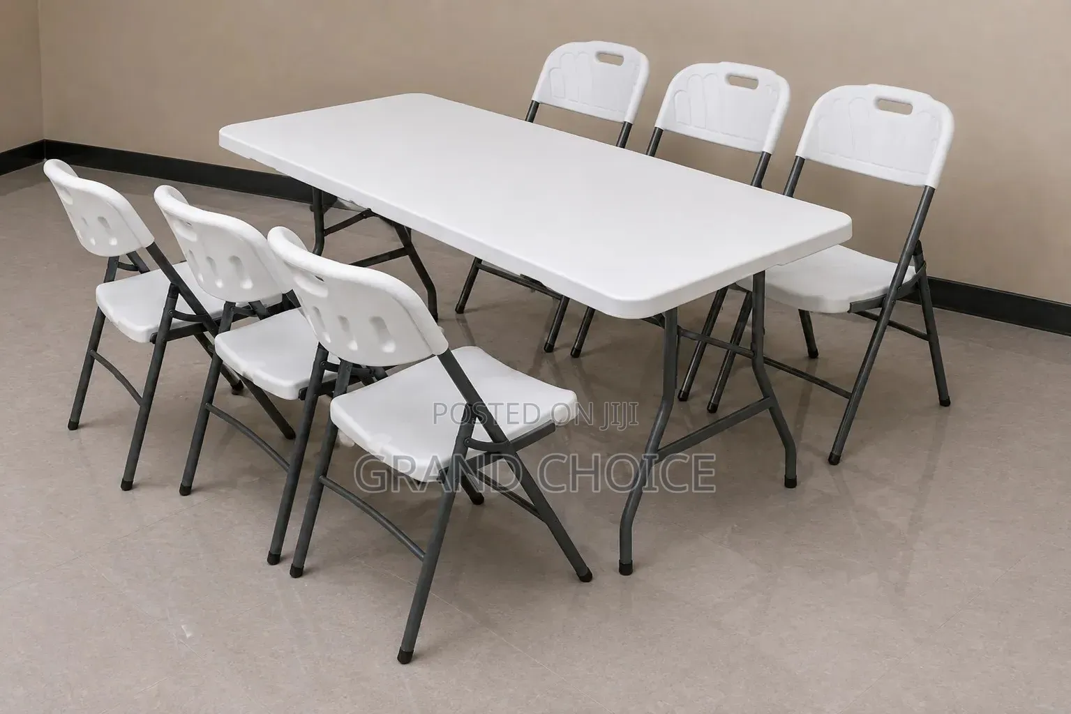 6 Seater Folding Dining Table Chairs Set