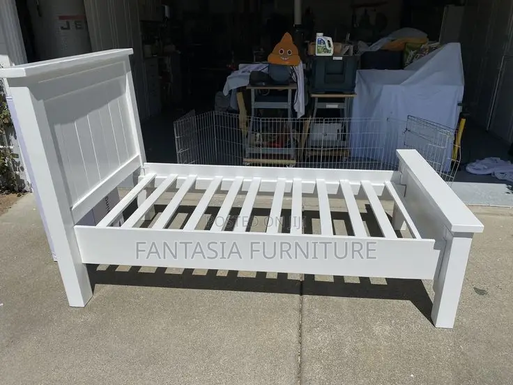 5x6 White Wooden Panel Bed Frame in Utawala