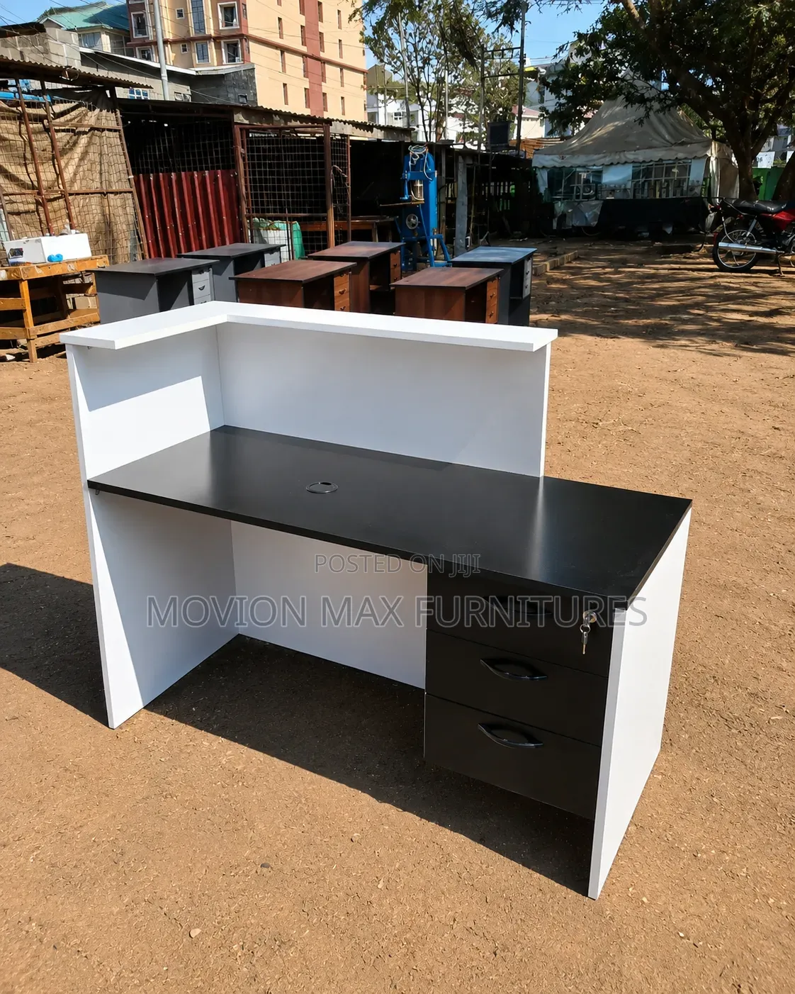 Black White Reception Desk 