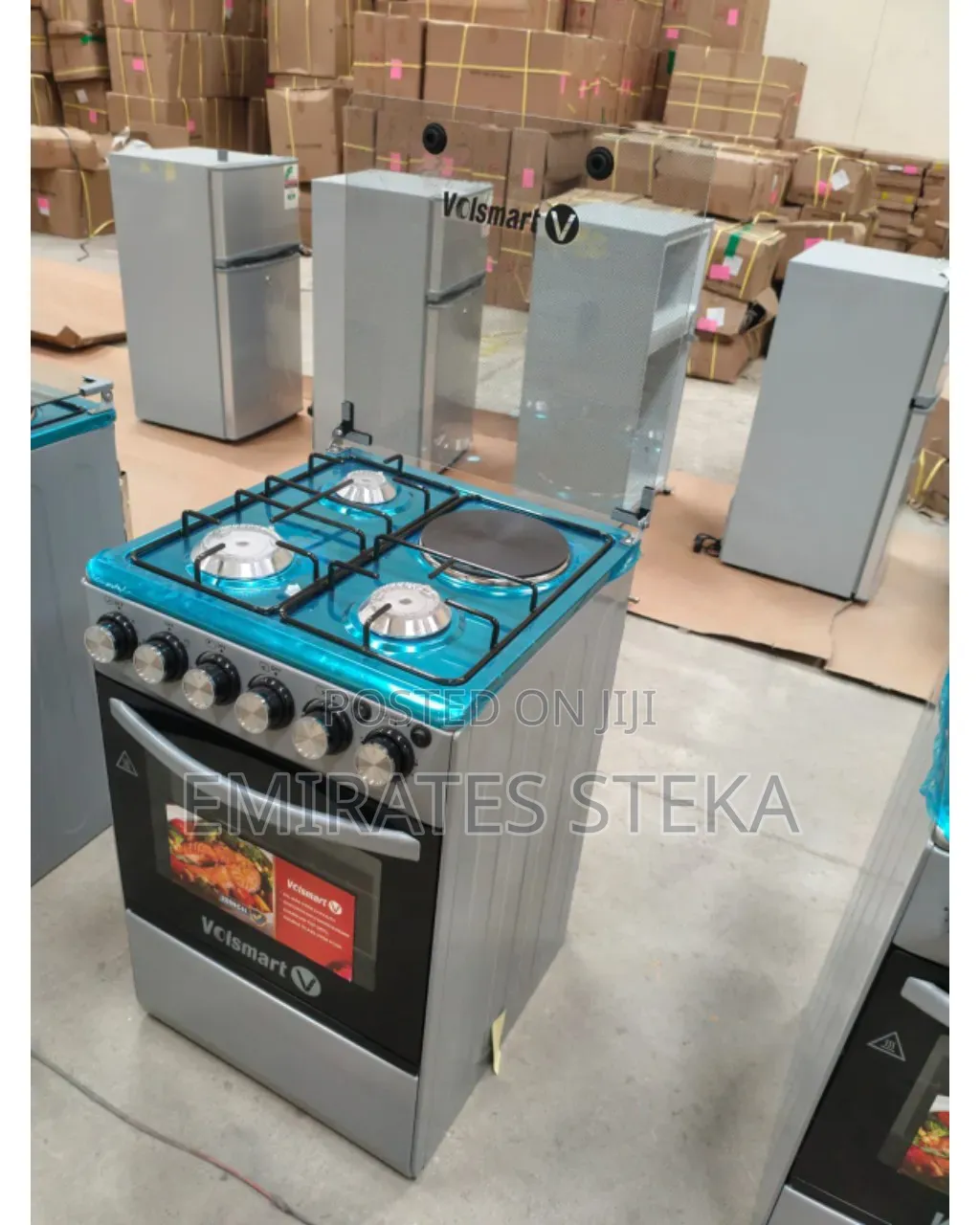 VOLSMART Standing Gas Cooker - 50*55, 3 Gas Jet Burners + 1 Hot Plate