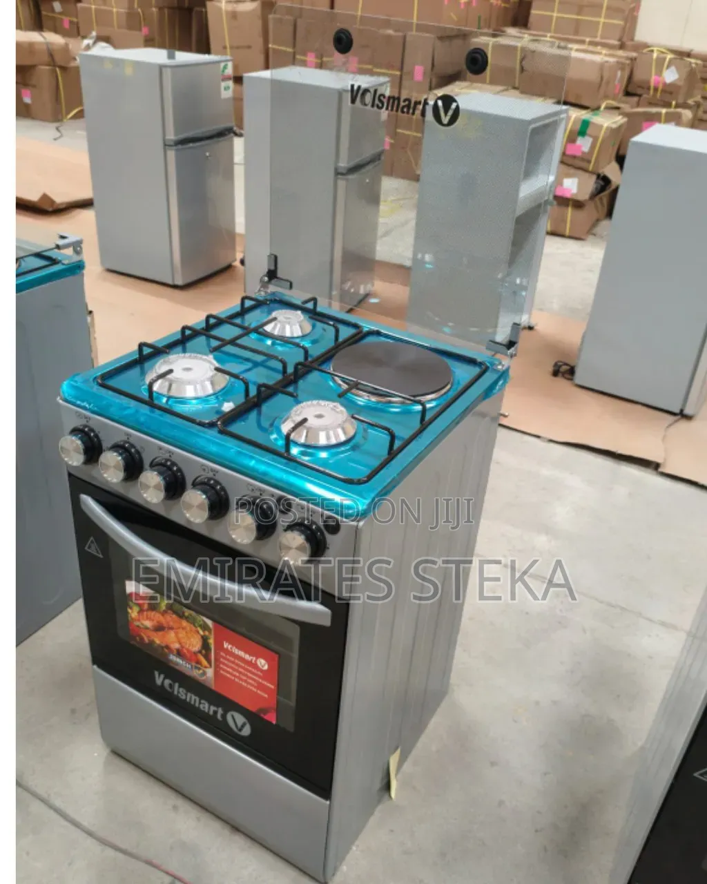 VOLSMART 50x55 Free Standing Cooker,3 Gas Jet Burners, 1 Hot Plate,