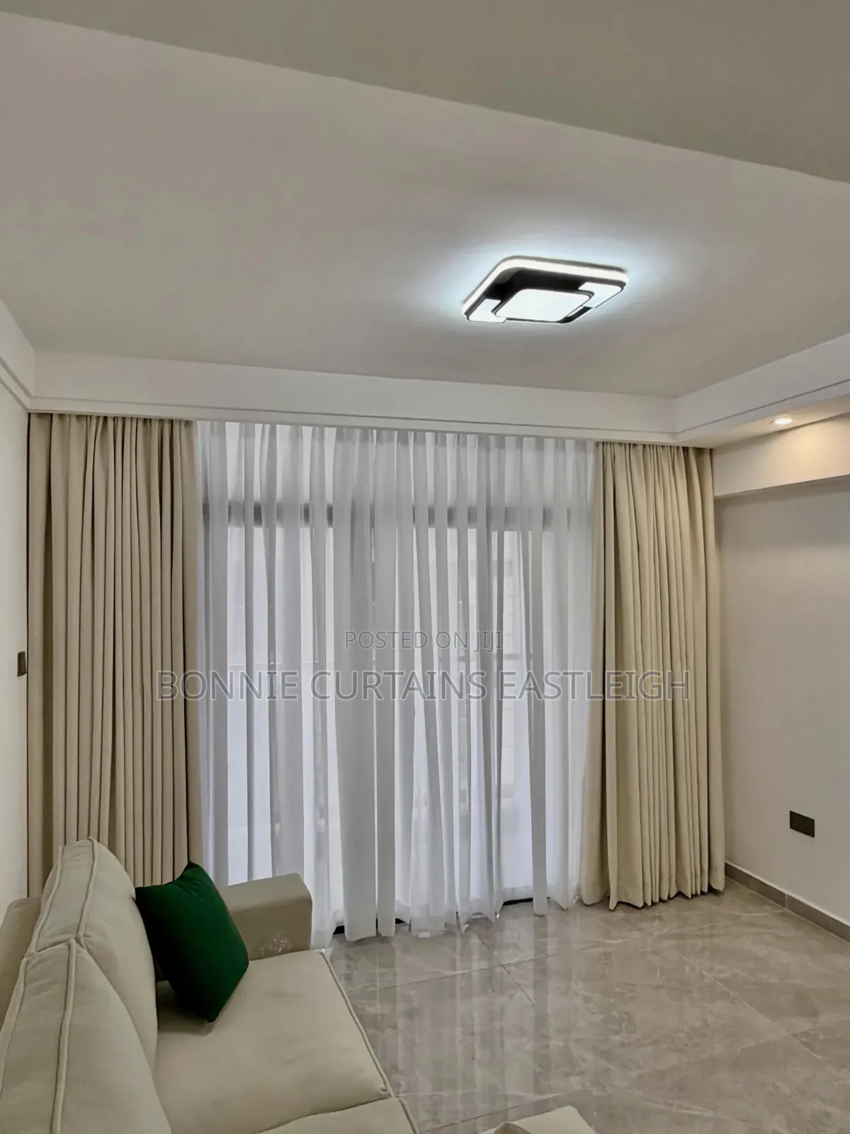 Ligth Brown Curtains and White Sheers for Apartments