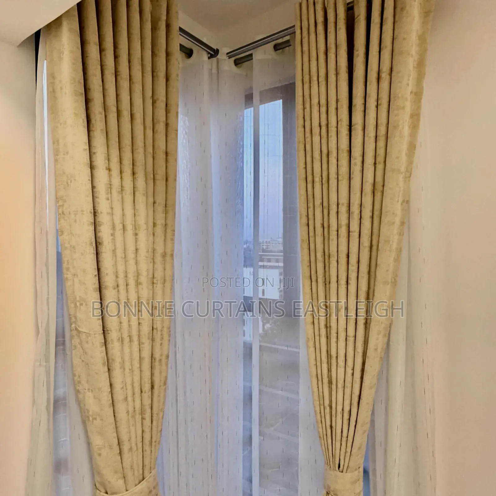 Cream Light Curtains and Off White Sheers for Living Rooms