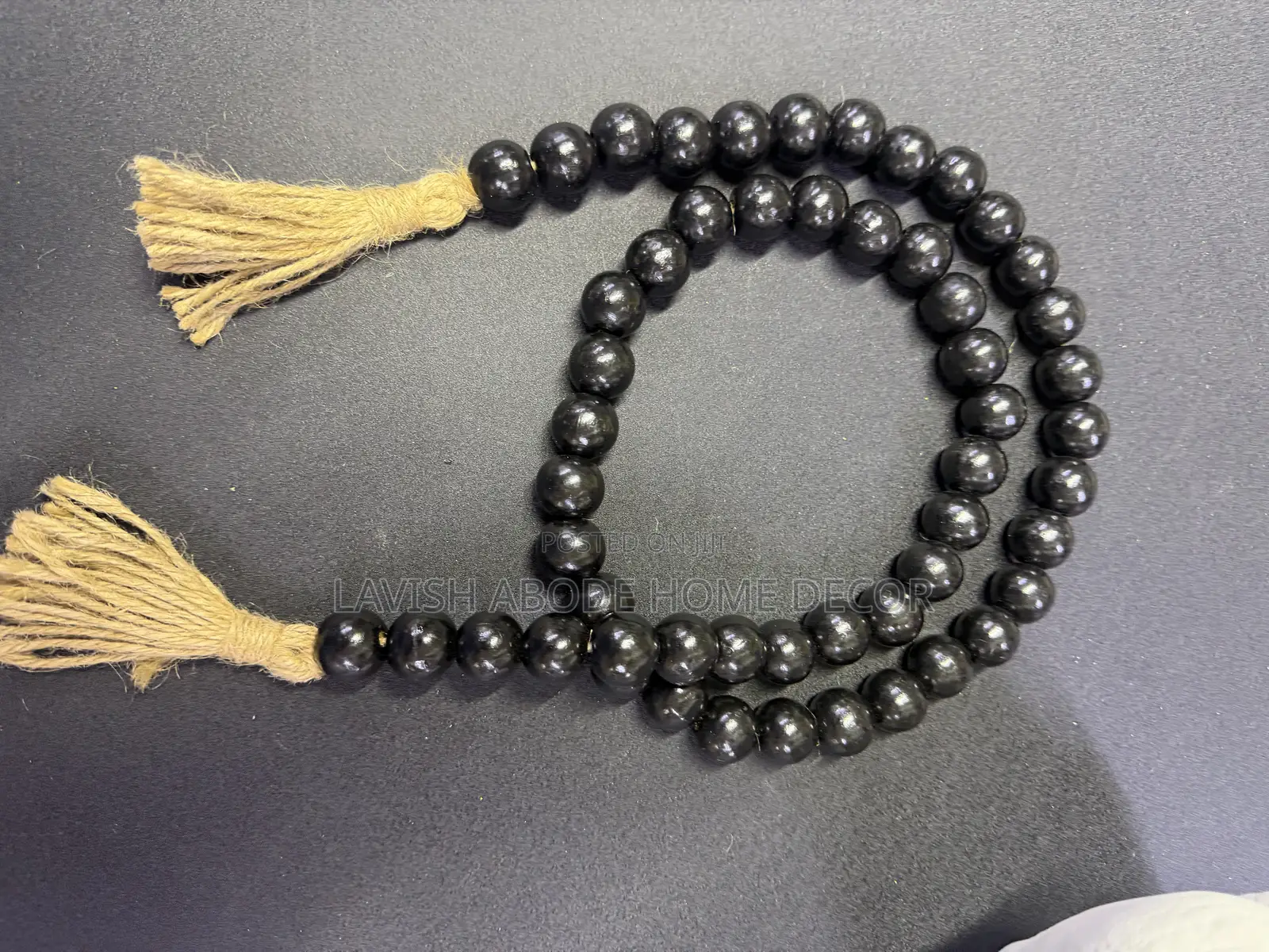 Black Boho Bead Garland – Modern Rustic Home Décor