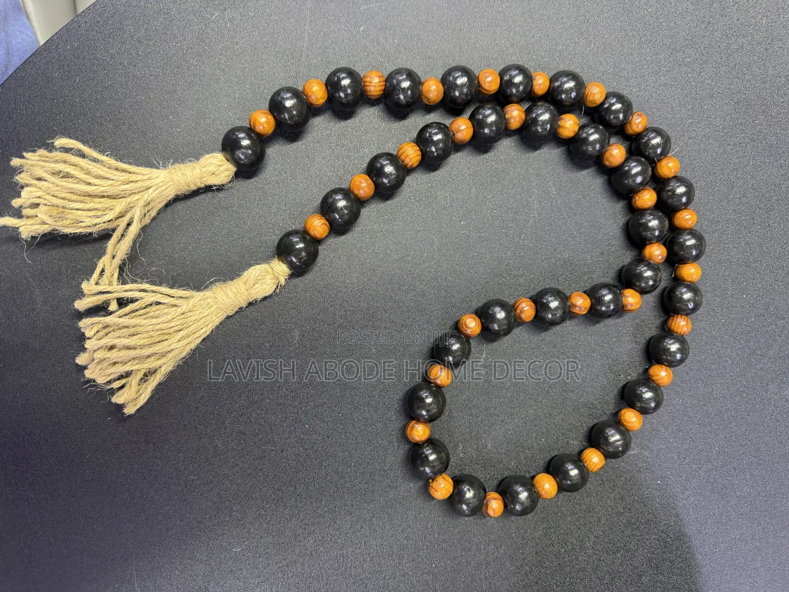 Black Brown Boho Bead Garland – Rustic Home Décor