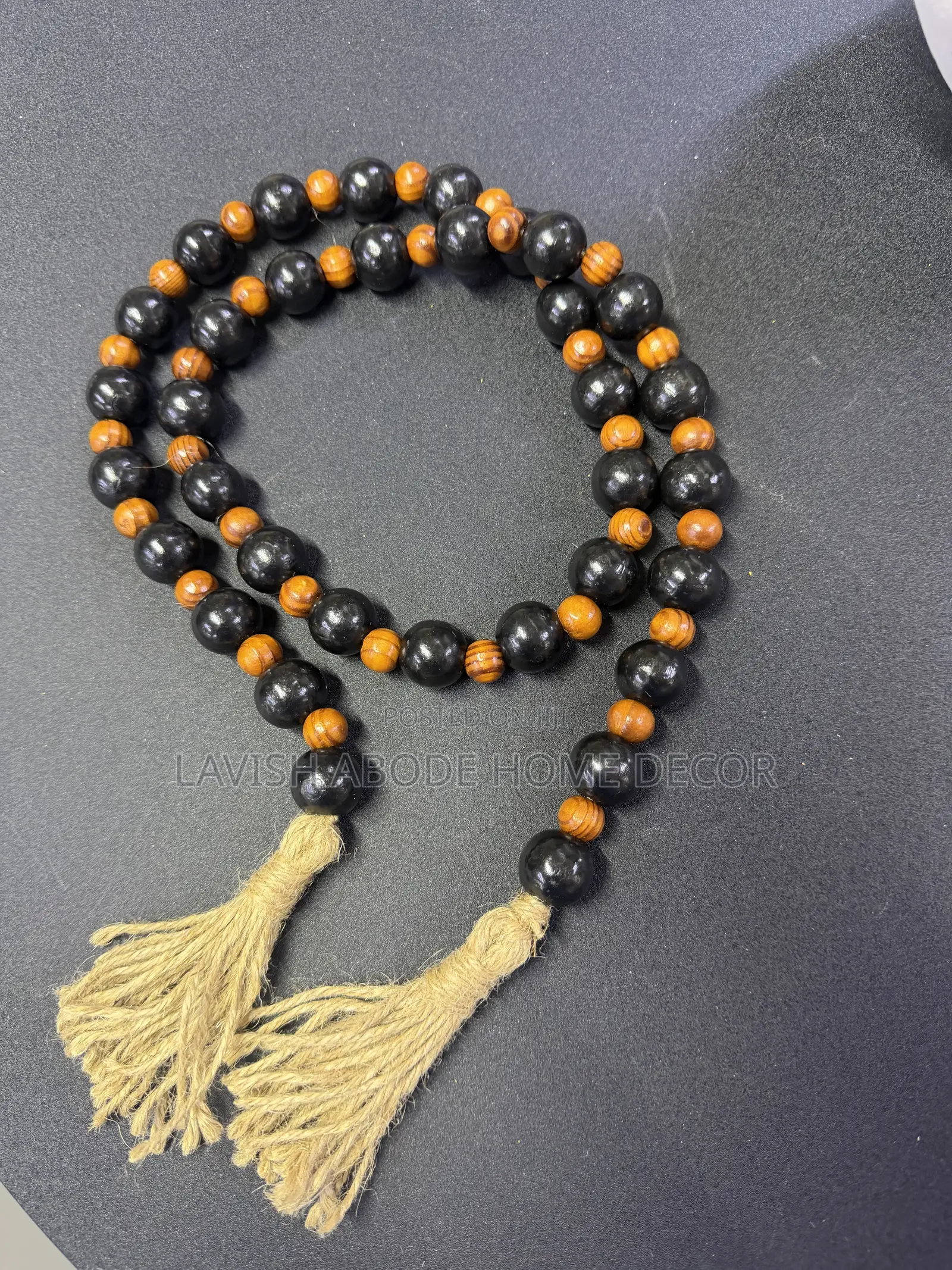 Black Brown Boho Bead Garland – Rustic Home Décor