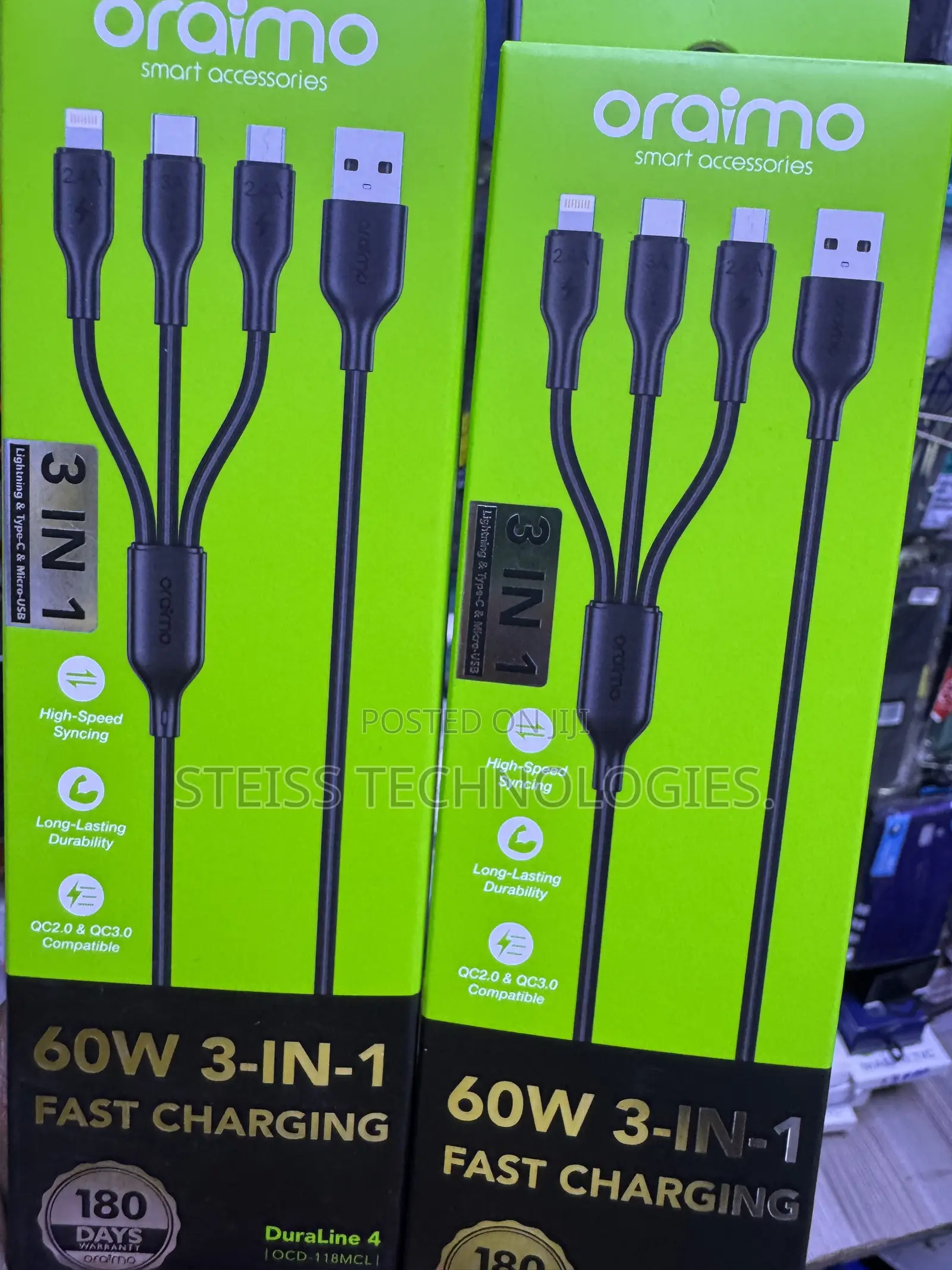 Oraimo 3 in 1 60w Cable