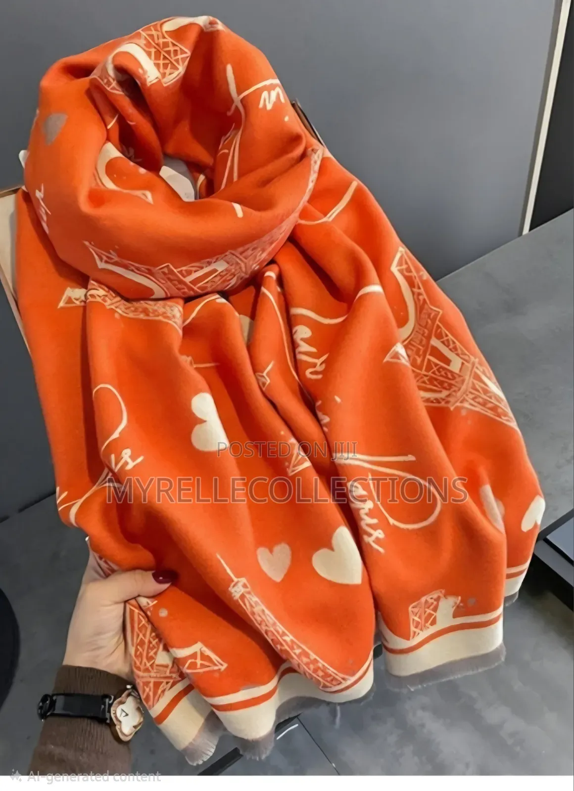 Elegant Orange Cashmere-Feel Scarf Shawl |Ladies Pashmina